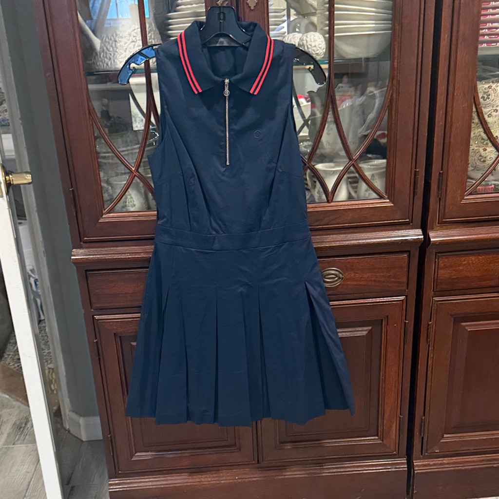 G/Fore Navy Sleeveless Polo Tennis Dress With Red Trim